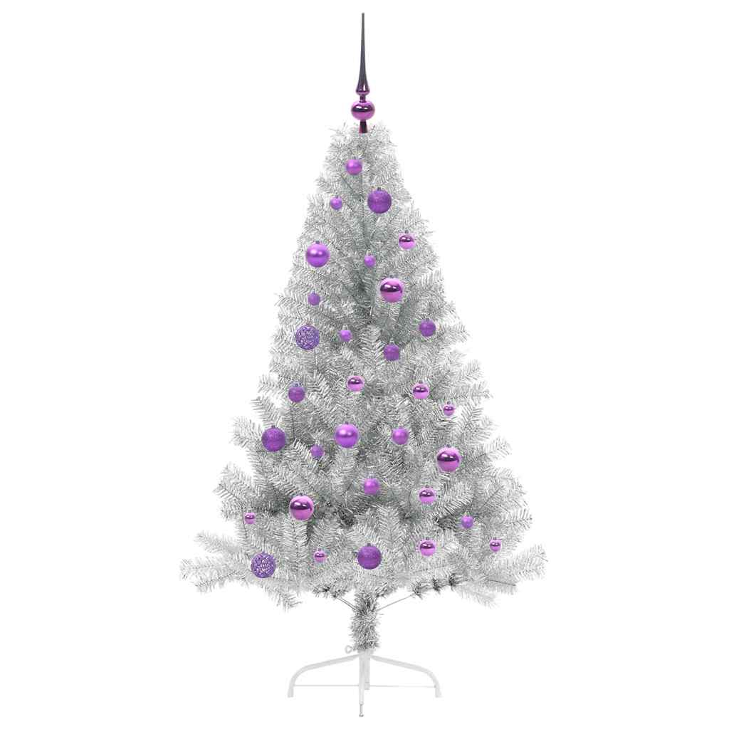 Albero di Natale artificiale con luci integrate Argento 150 cm 3397199