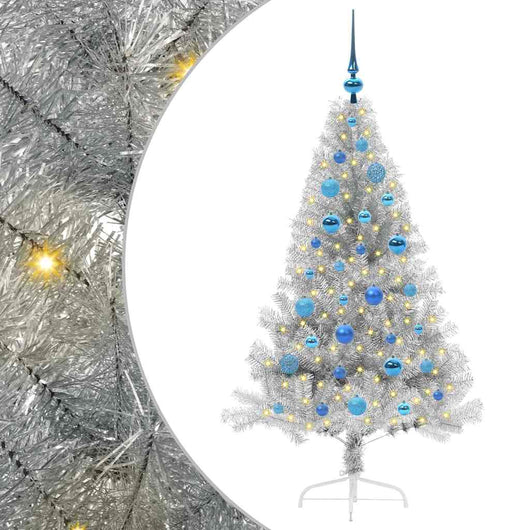 Albero di Natale artificiale con luci integrate Argento 150 cm 3397200