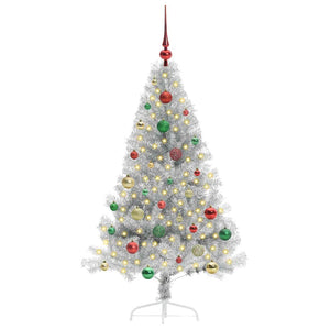 Albero di Natale artificiale con luci integrate Argento 150 cm 3397201