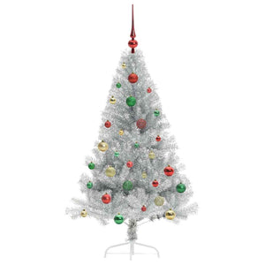 Albero di Natale artificiale con luci integrate Argento 150 cm 3397201