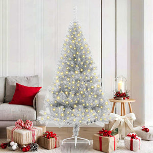 Albero di Natale artificiale con luci integrate Argento 180 cm 3397202