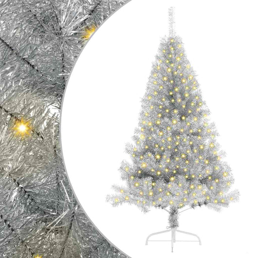 Albero di Natale artificiale con luci integrate Argento 180 cm 3397202