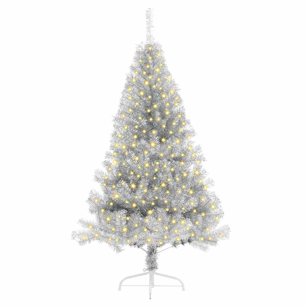 Albero di Natale artificiale con luci integrate Argento 180 cm 3397202