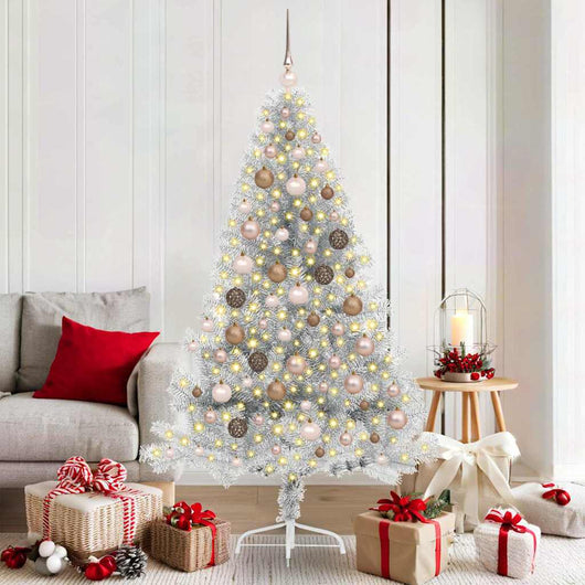 Albero di Natale artificiale con luci integrate Argento 180 cm 3397204