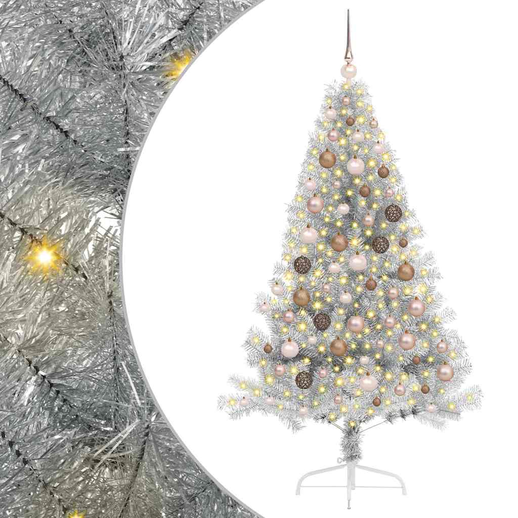 Albero di Natale artificiale con luci integrate Argento 180 cm 3397204