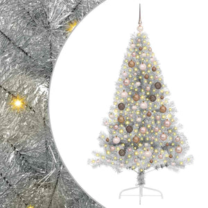 Albero di Natale artificiale con luci integrate Argento 180 cm 3397204