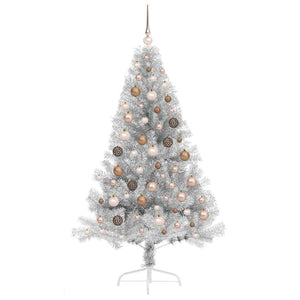 Albero di Natale artificiale con luci integrate Argento 180 cm 3397204