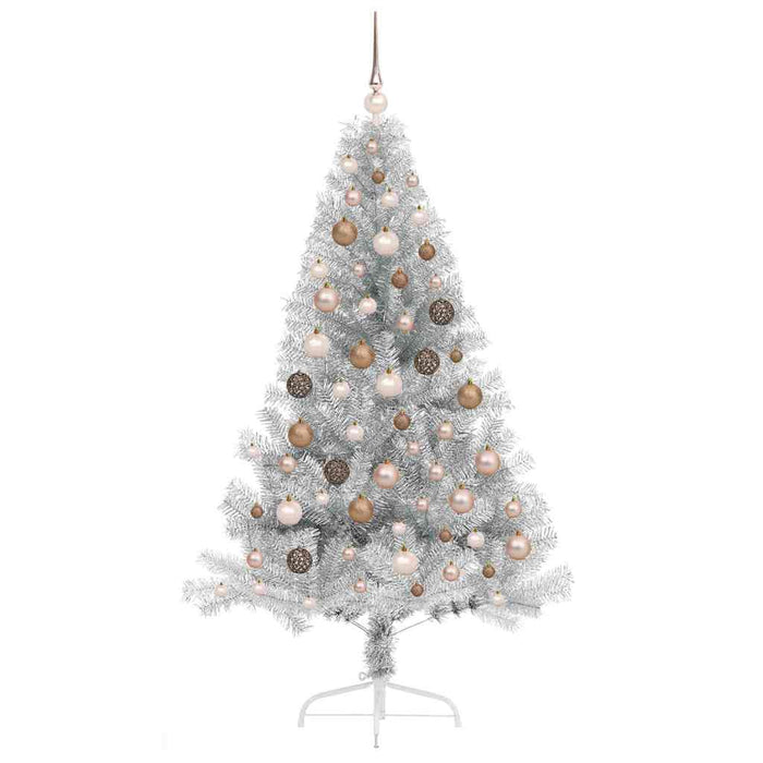 Albero di Natale artificiale con luci integrate Argento 180 cm 3397204