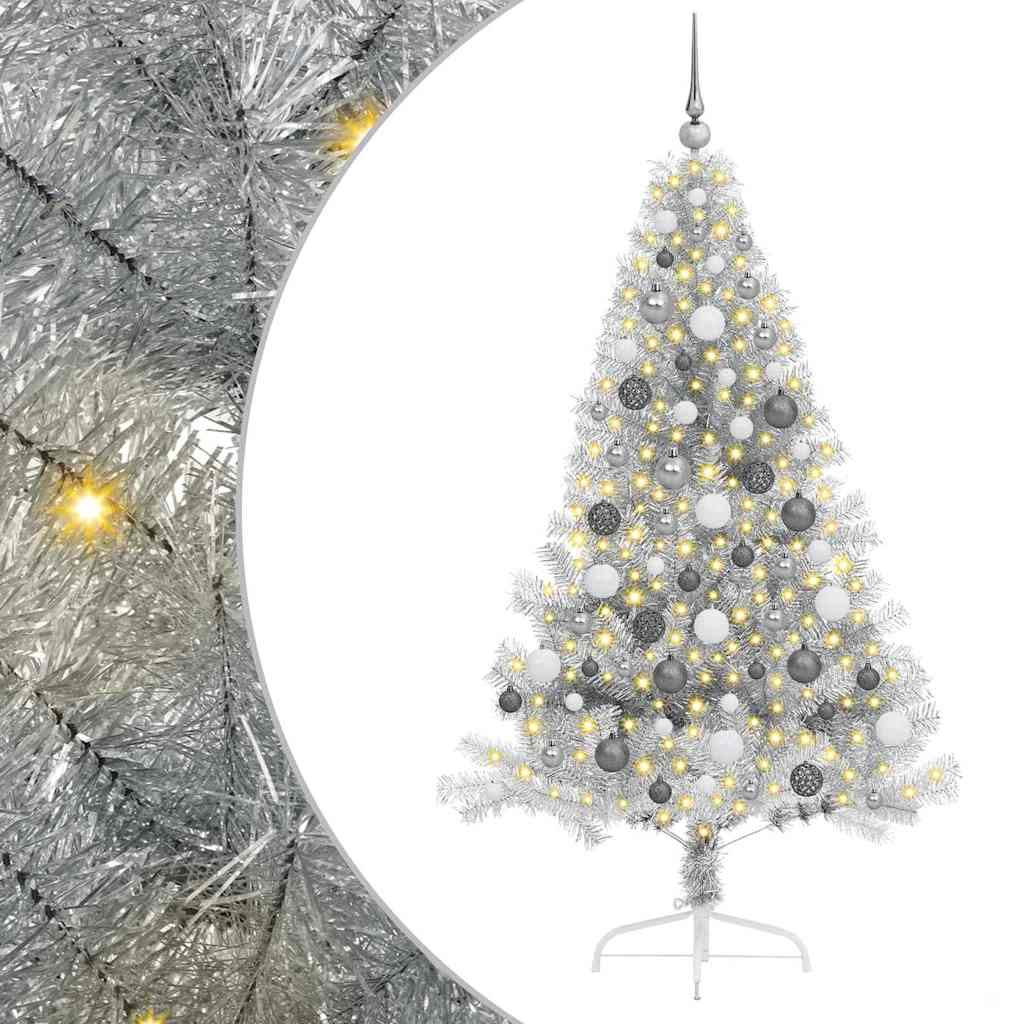 Albero di Natale con luci a corde decorative Argento 180 cm 3397205