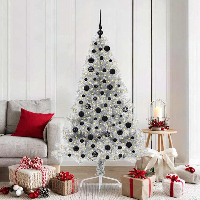 Albero di Natale artificiale con luci integrate Argento 180 cm 3397207