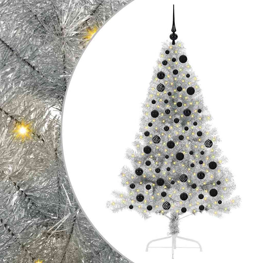 Albero di Natale artificiale con luci integrate Argento 180 cm 3397207