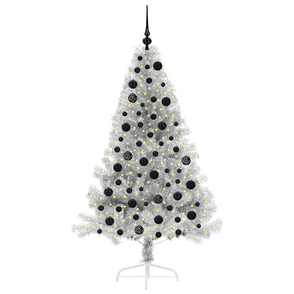 Albero di Natale artificiale con luci integrate Argento 180 cm 3397207