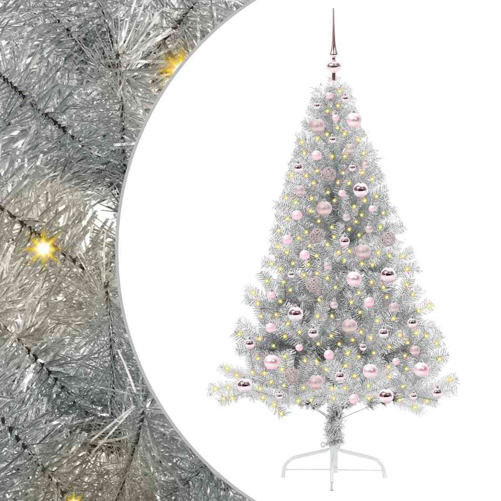 Albero di Natale artificiale con luci integrate Argento 180 cm 3397208