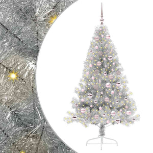 Albero di Natale artificiale con luci integrate Argento 180 cm 3397208