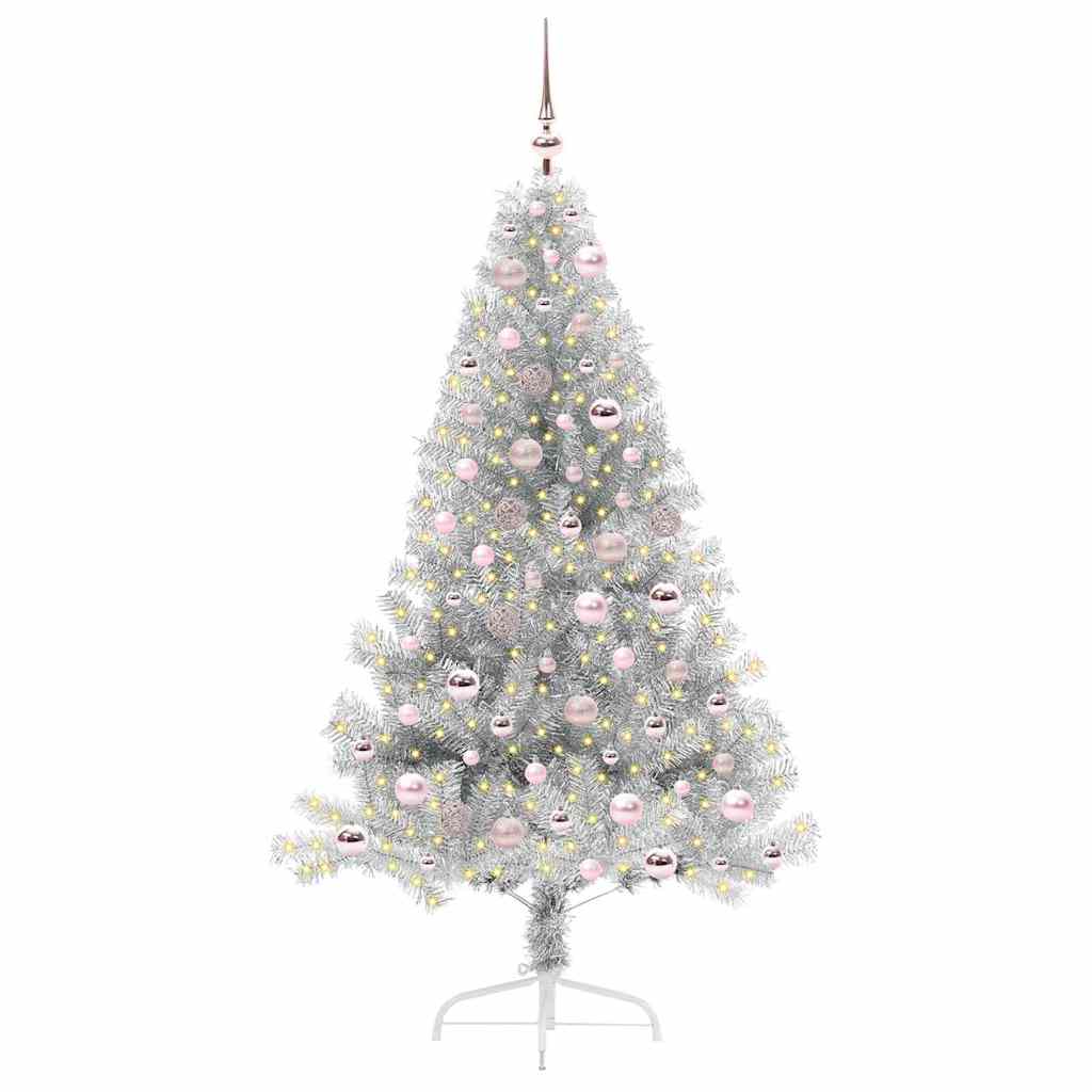 Albero di Natale artificiale con luci integrate Argento 180 cm 3397208