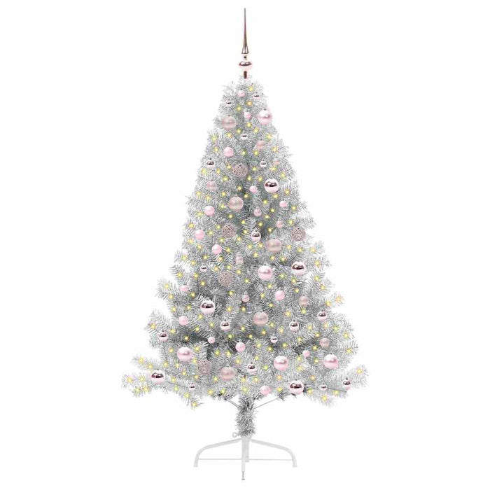Albero di Natale artificiale con luci integrate Argento 180 cm 3397208