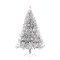 Albero di Natale artificiale con luci integrate Argento 180 cm 3397208