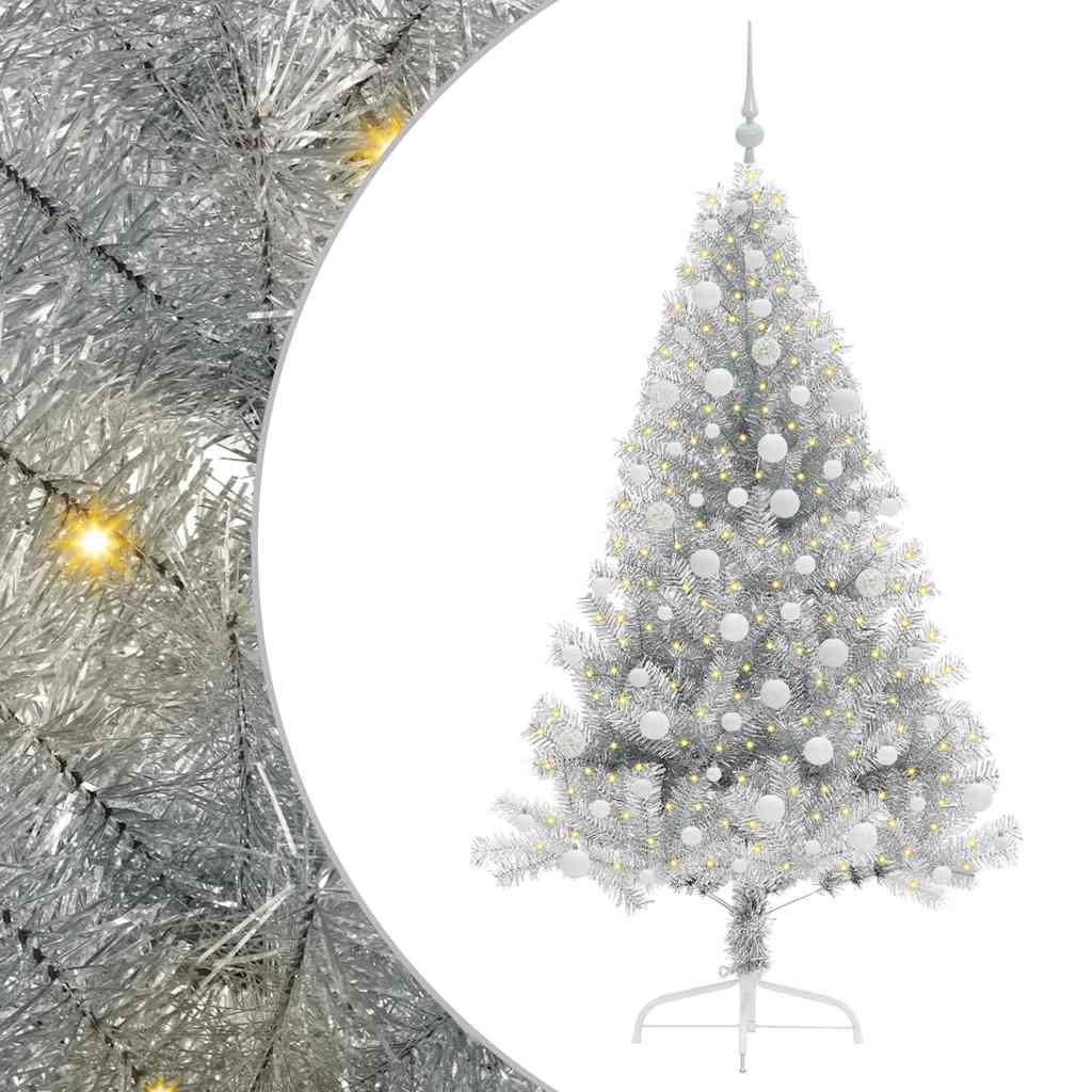 Albero di Natale artificiale con luci integrate Argento 180 cm 3397209