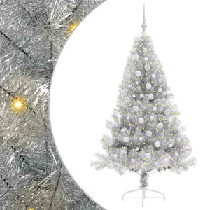 Albero di Natale artificiale con luci integrate Argento 180 cm 3397209
