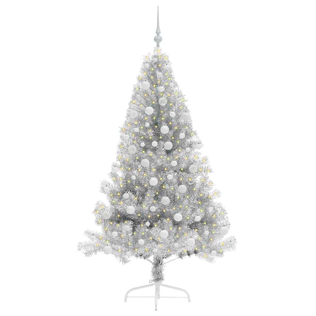 Albero di Natale artificiale con luci integrate Argento 180 cm 3397209