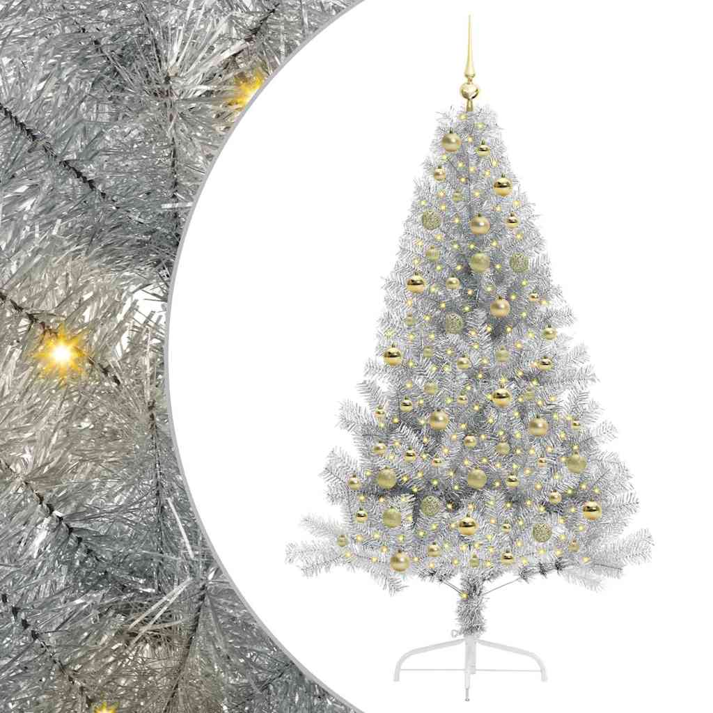 Albero di Natale artificiale con luci integrate Argento 180 cm 3397210
