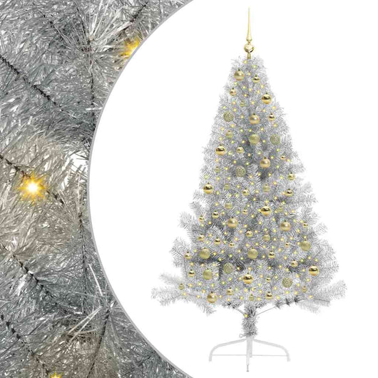 Albero di Natale artificiale con luci integrate Argento 180 cm 3397210