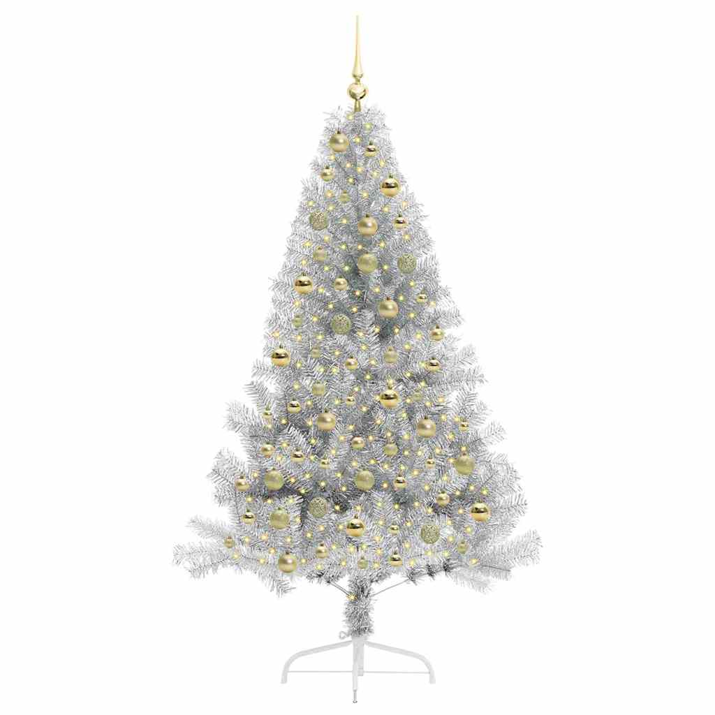 Albero di Natale artificiale con luci integrate Argento 180 cm 3397210
