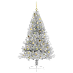 Albero di Natale artificiale con luci integrate Argento 180 cm 3397210