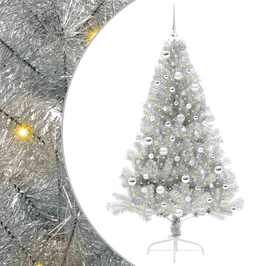 Albero di Natale artificiale con luci integrate Argento 180 cm 3397211