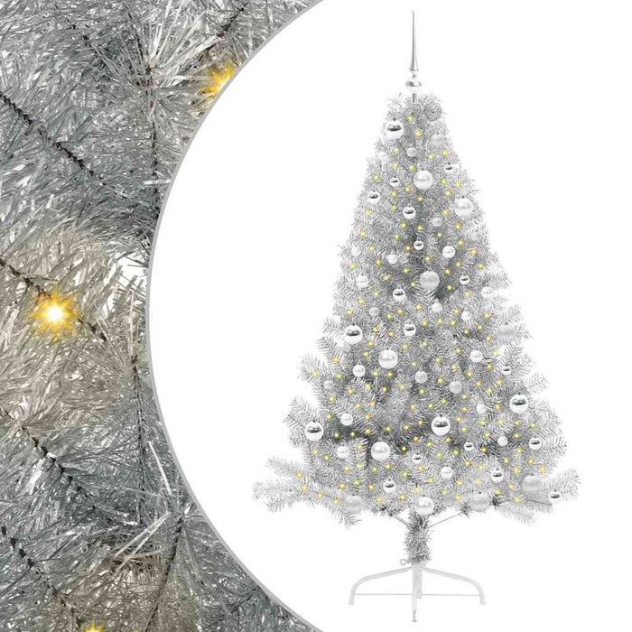 Albero di Natale artificiale con luci integrate Argento 180 cm 3397211