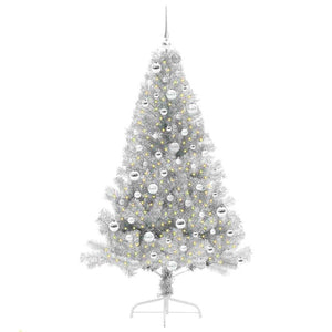 Albero di Natale artificiale con luci integrate Argento 180 cm 3397211