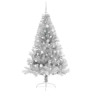 Albero di Natale artificiale con luci integrate Argento 180 cm 3397211