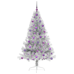 Albero di Natale artificiale con luci integrate Argento 180 cm 3397212