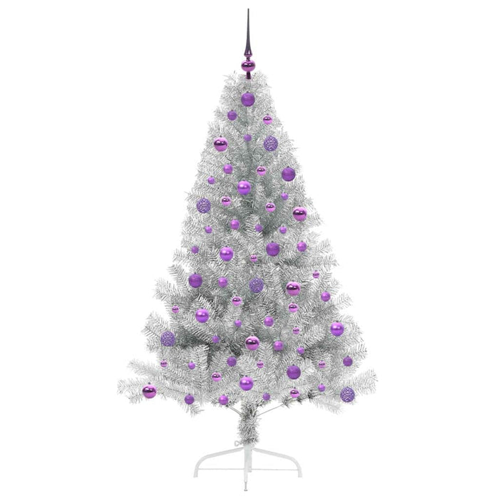Albero di Natale artificiale con luci integrate Argento 180 cm 3397212