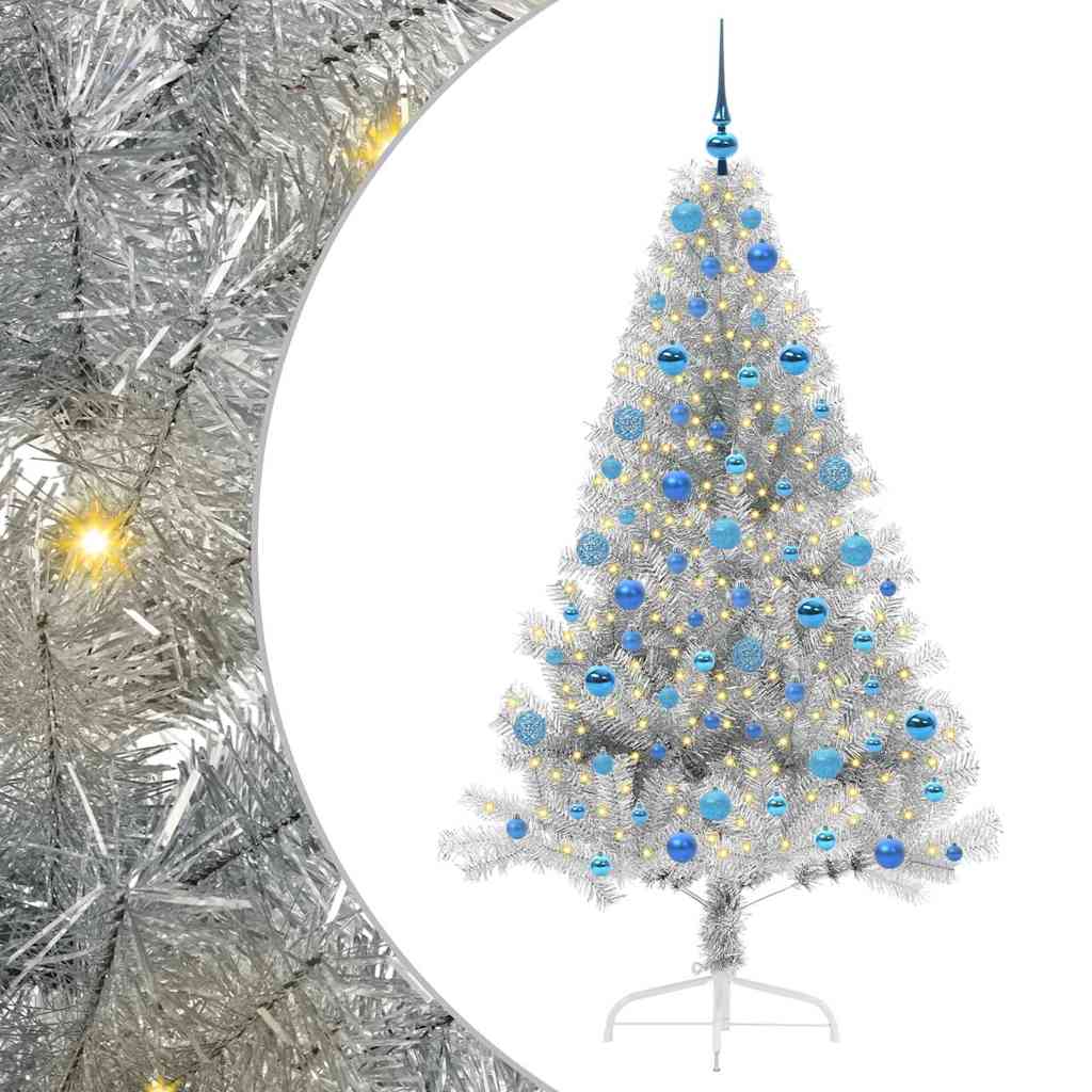 Albero di Natale artificiale con luci integrate Argento 180 cm 3397213