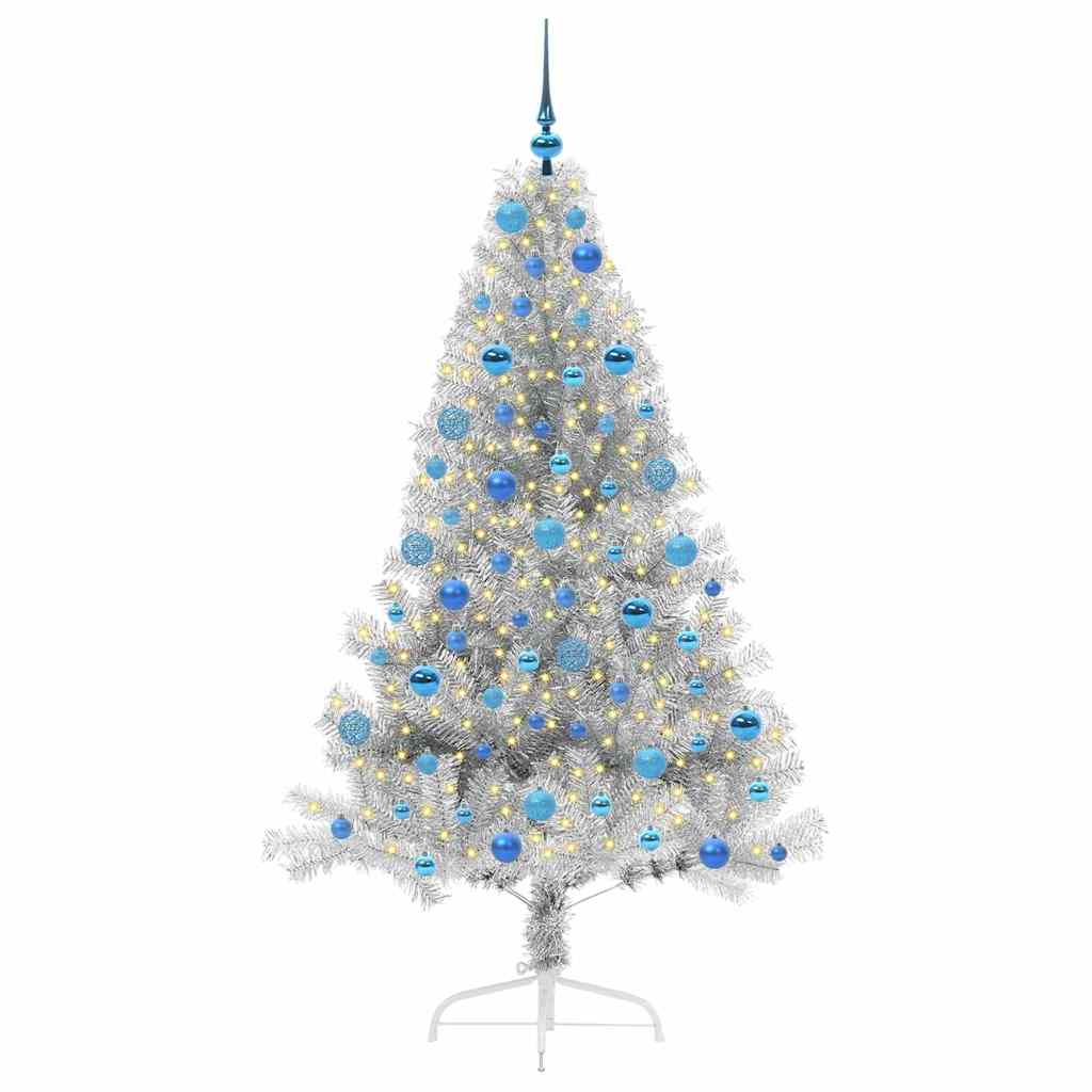 Albero di Natale artificiale con luci integrate Argento 180 cm 3397213