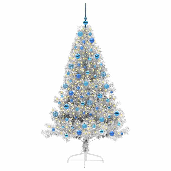 Albero di Natale artificiale con luci integrate Argento 180 cm 3397213