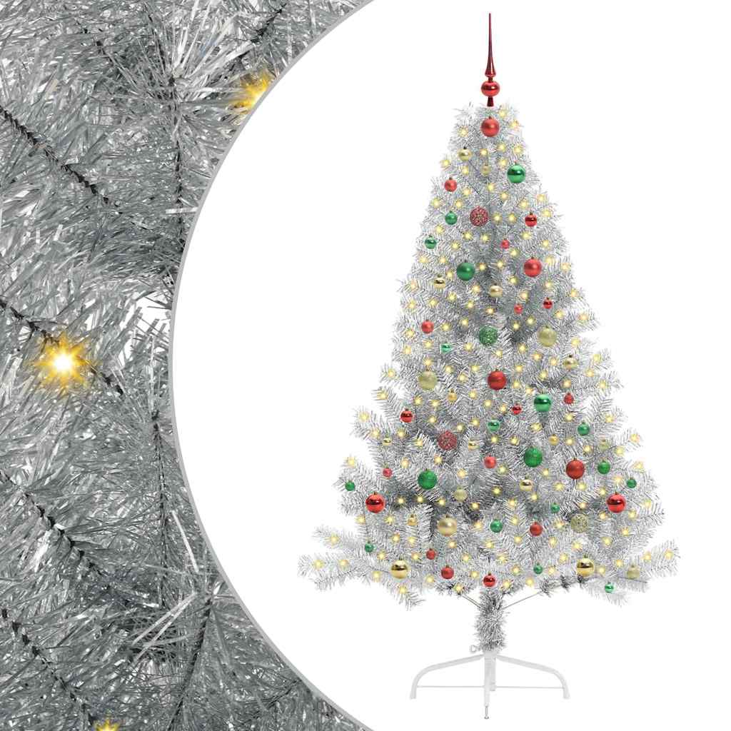 Albero di Natale artificiale con luci integrate Argento 180 cm 3397214