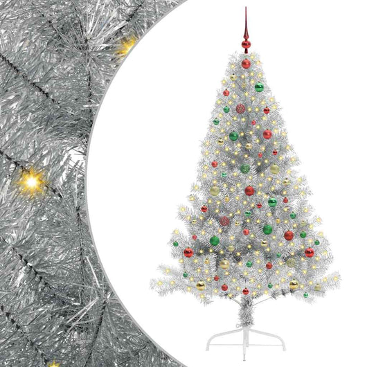 Albero di Natale artificiale con luci integrate Argento 180 cm 3397214