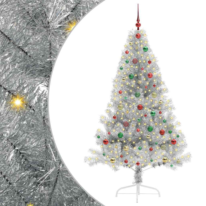Albero di Natale artificiale con luci integrate Argento 180 cm 3397214