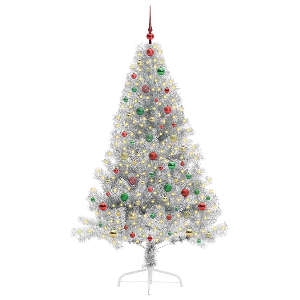 Albero di Natale artificiale con luci integrate Argento 180 cm 3397214