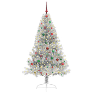 Albero di Natale artificiale con luci integrate Argento 180 cm 3397214