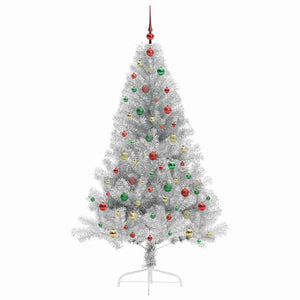 Albero di Natale artificiale con luci integrate Argento 180 cm 3397214