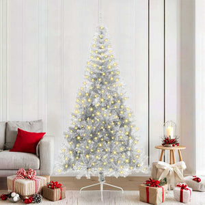 Albero di Natale artificiale con luci integrate Argento 210 cm 3397215