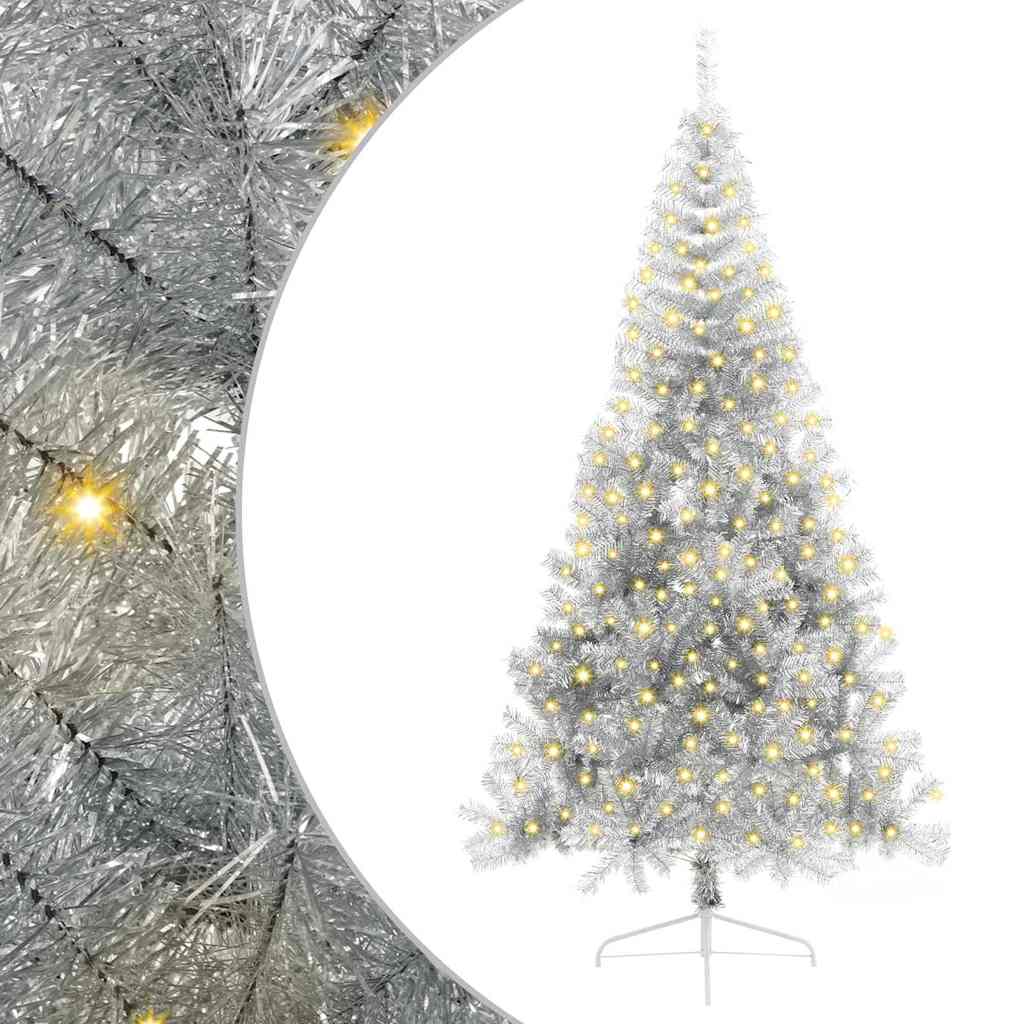 Albero di Natale artificiale con luci integrate Argento 210 cm 3397215