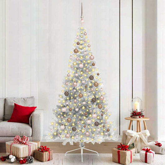 Albero di Natale artificiale con luci integrate Argento 210 cm 3397217
