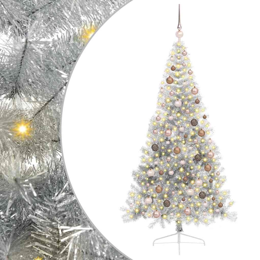 Albero di Natale artificiale con luci integrate Argento 210 cm 3397217