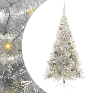 Albero di Natale artificiale con luci integrate Argento 210 cm 3397217
