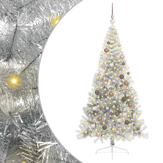 Albero di Natale artificiale con luci integrate Argento 210 cm 3397217
