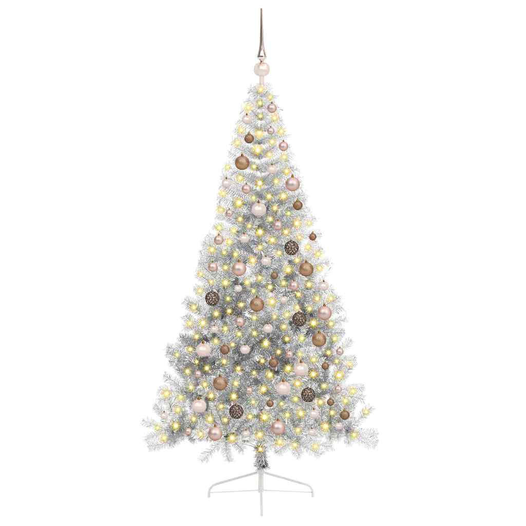 Albero di Natale artificiale con luci integrate Argento 210 cm 3397217